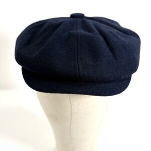 Dark Navy Newsboy Cap Flat Cap Gatsby Style Leather Accent
